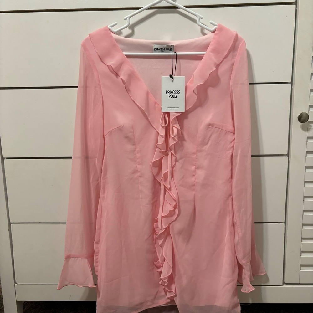 Princess Polly Marisela Long Sleeve Mini Dress Pink NWT - Picture 2 of 11